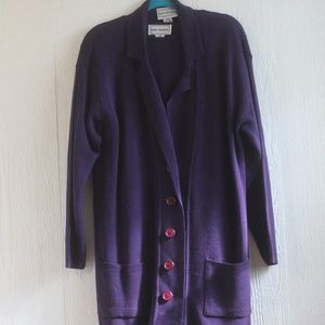 DEEP PURPLE KARIN STEVENS DRESS AND SWEATER COAT